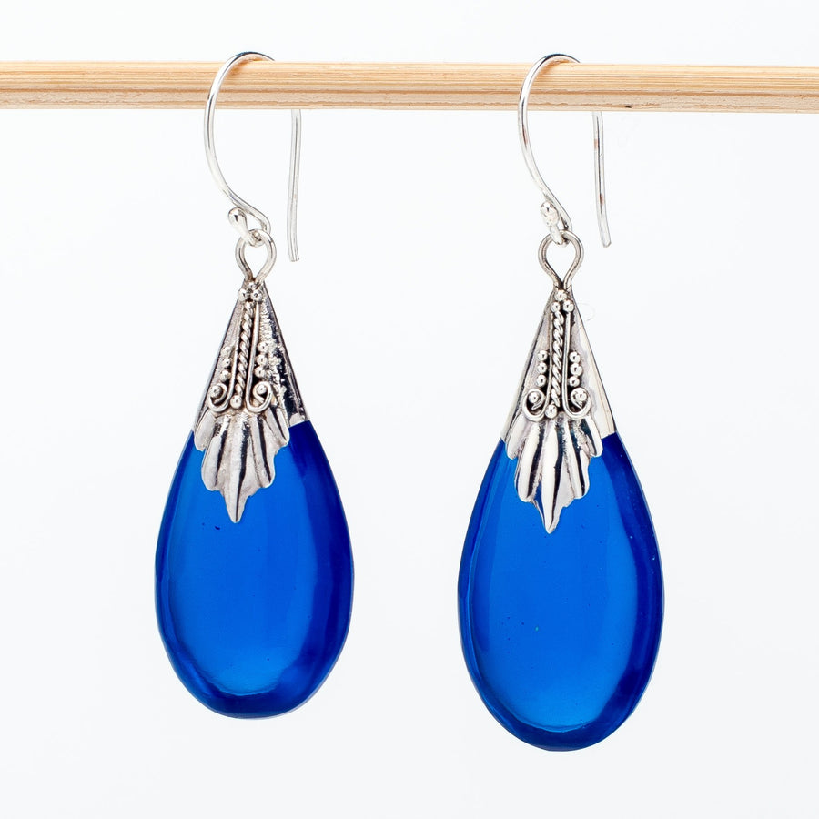 Blue Resin Teardrop Earrings