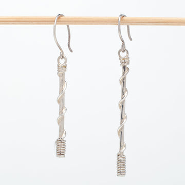 Asymmetrical Sterling Silver Rod Earrings