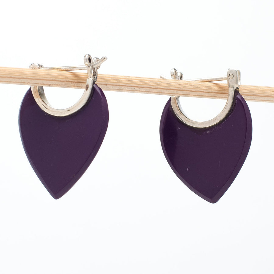 Purple Resin Earrings With Hinged Posts