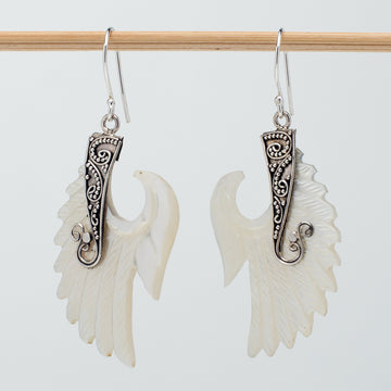 Mother of Pearl Single Angel Wing Earrings