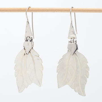 Mother of Pearl Double Leaf Earrings