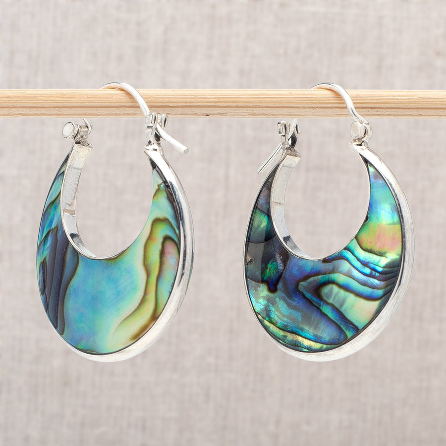 Small Abalone Half Moon Earrings