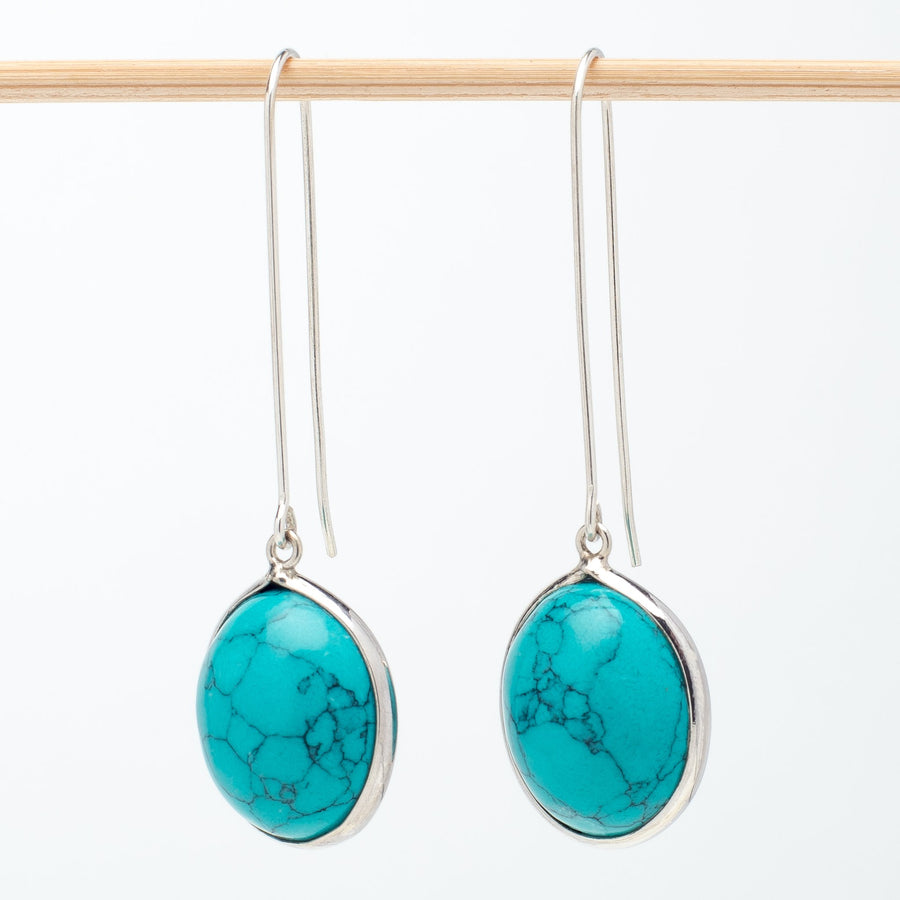 Turquoise Howlite Earrings in Sterling Bezels
