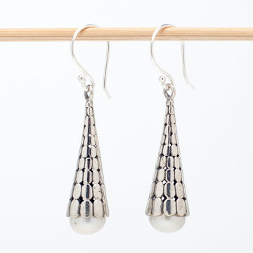 Sterling Cone Earrings With Pearls