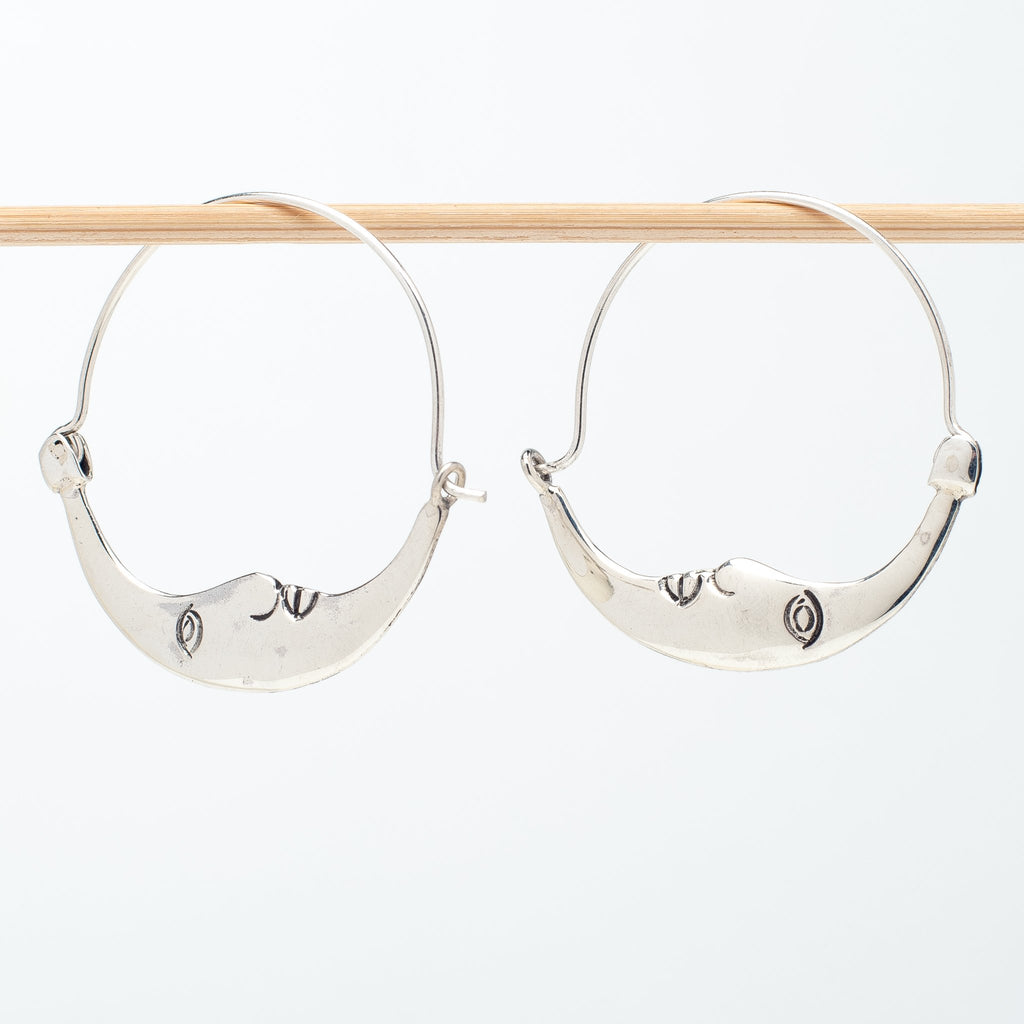 Man in the Moon Hoop Earrings