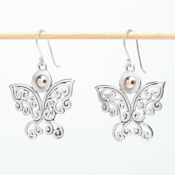 Butterfly Earrings with Brass Head