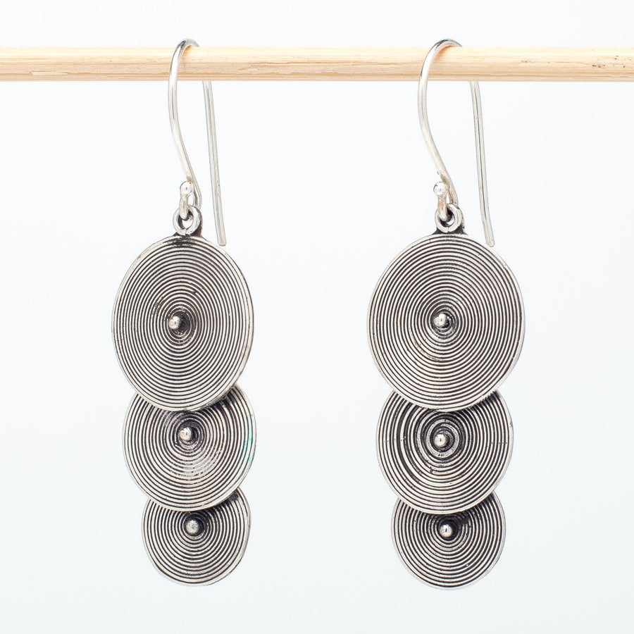 Cascading Etched Circles Earrings