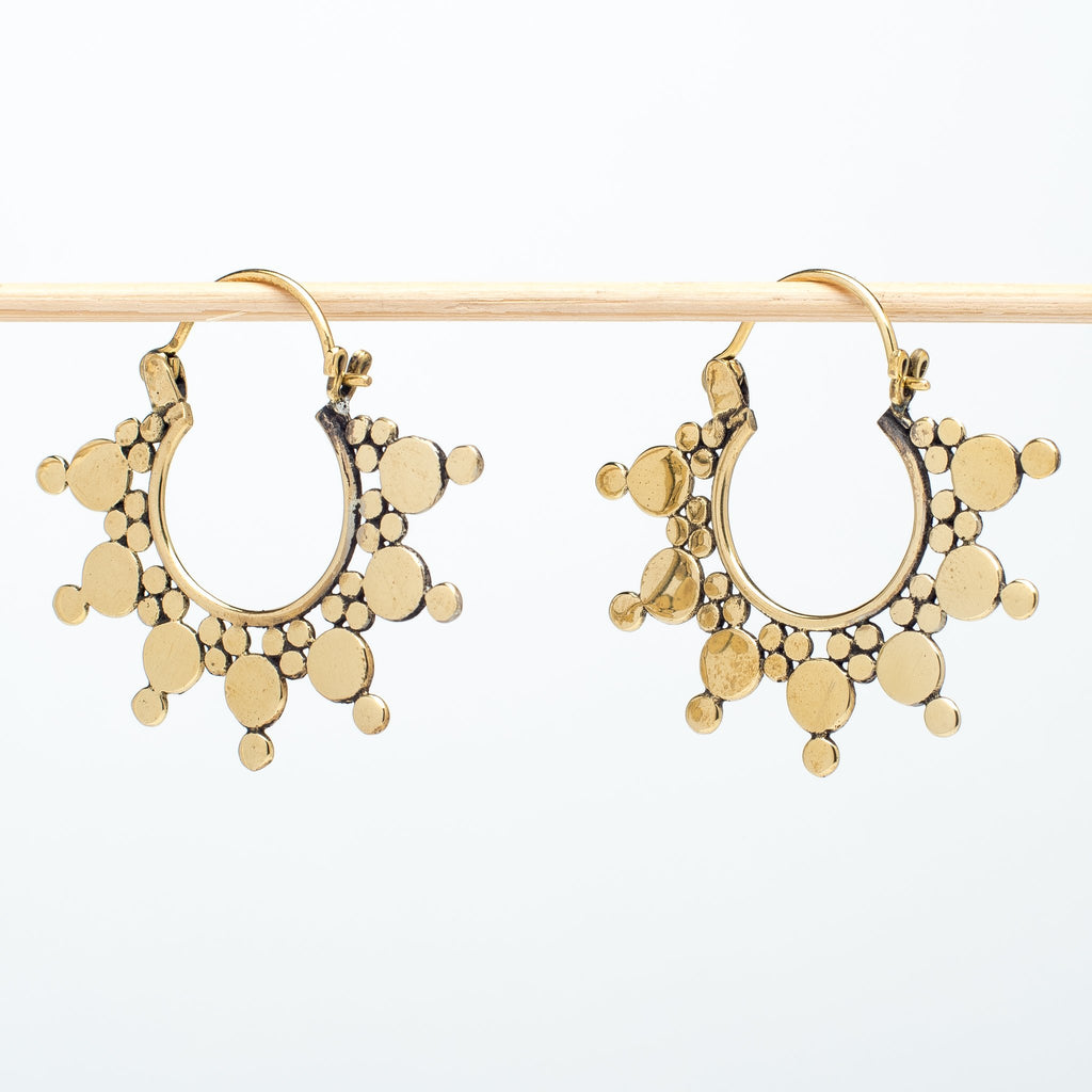 Brass Bubble Hoop Earrings