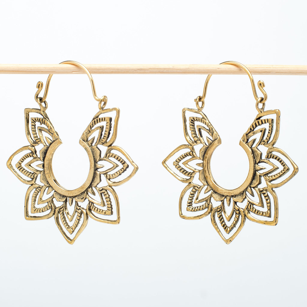 Rays of Sun Brass Earrings