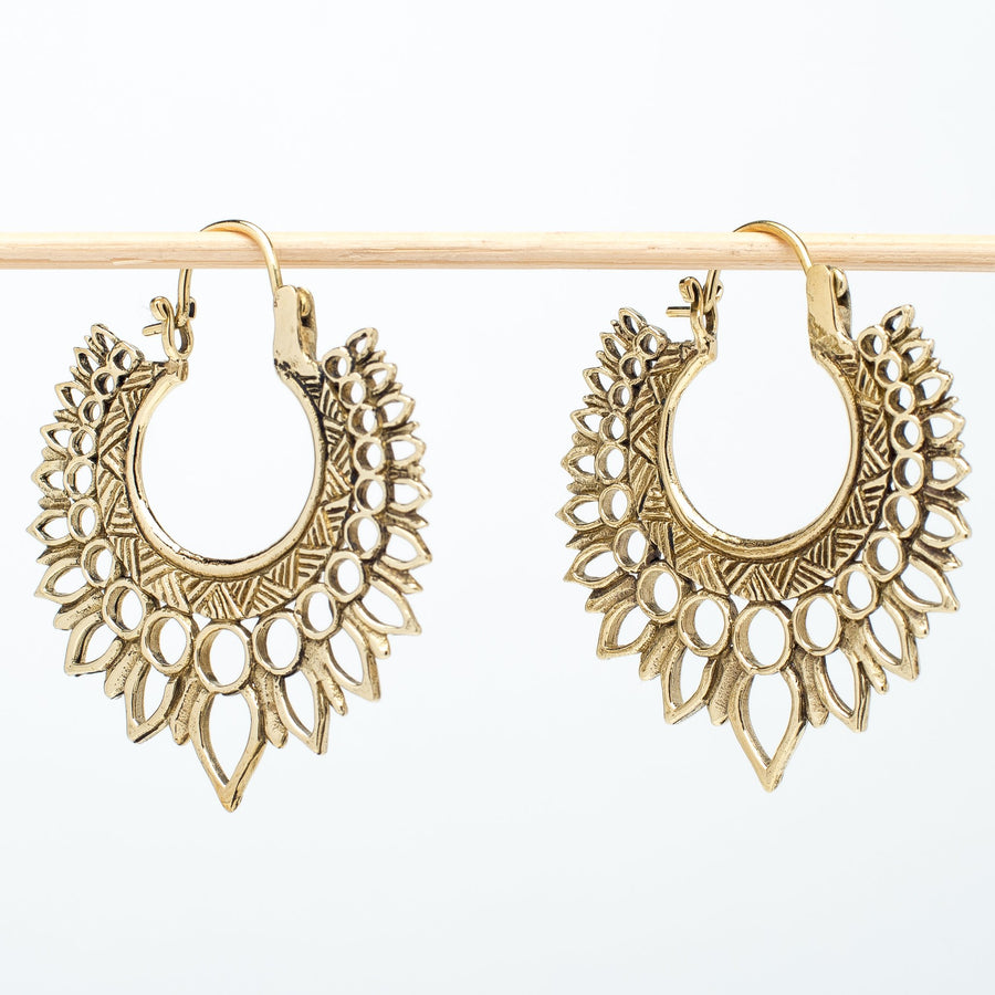 Brass Petals Ornate Earrings
