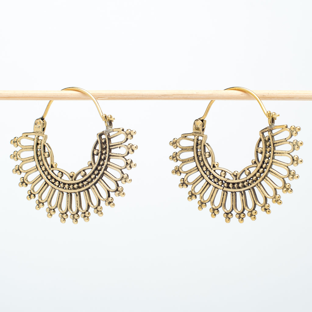 Half Circle Suns Brass Earrings