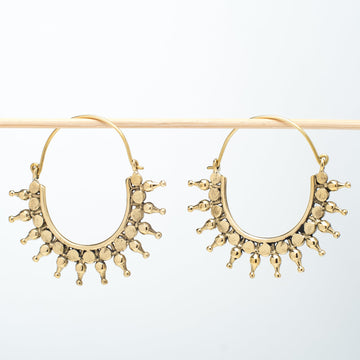 Ornate Brass Hoops With Droplets