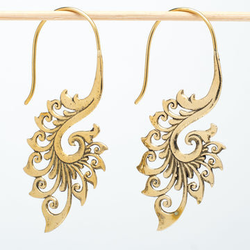 Long Ornate Brass Earrings