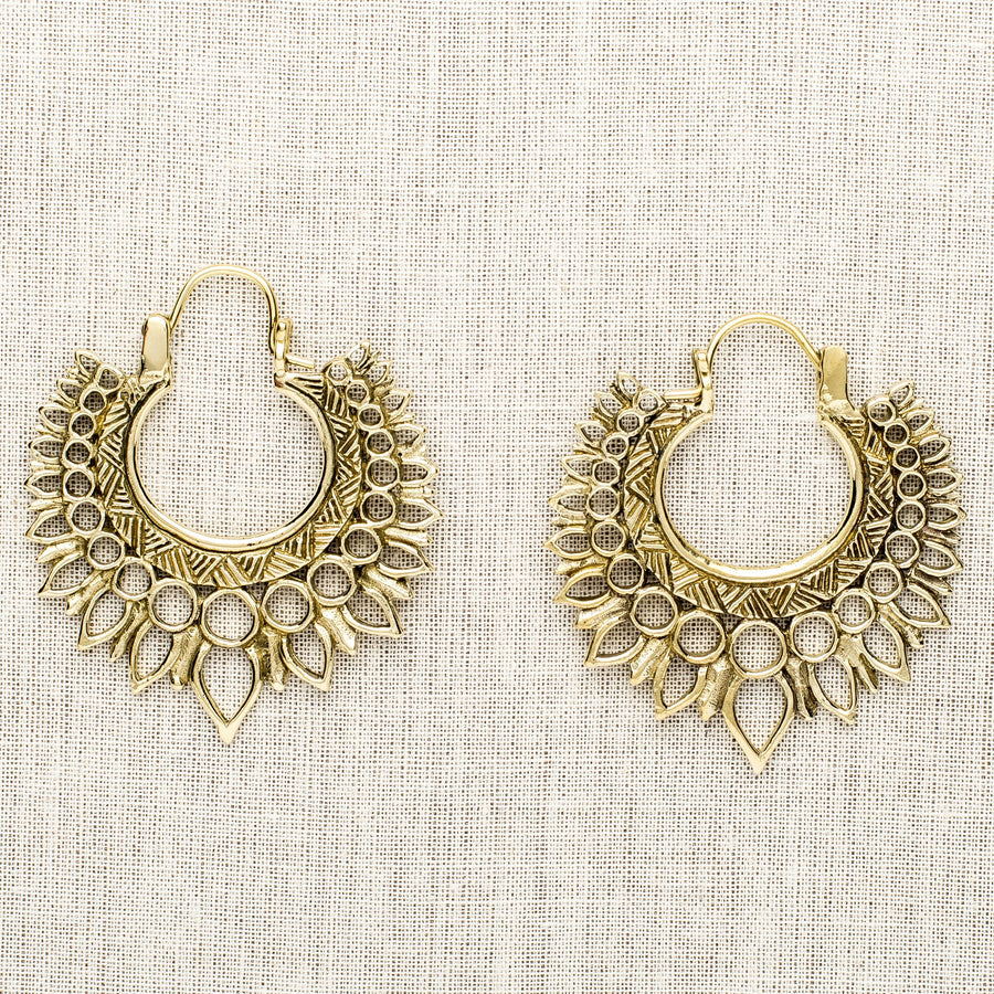 Brass Petals Ornate Earrings