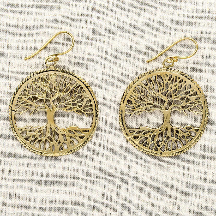 Pierced Trees Brass Earrings
