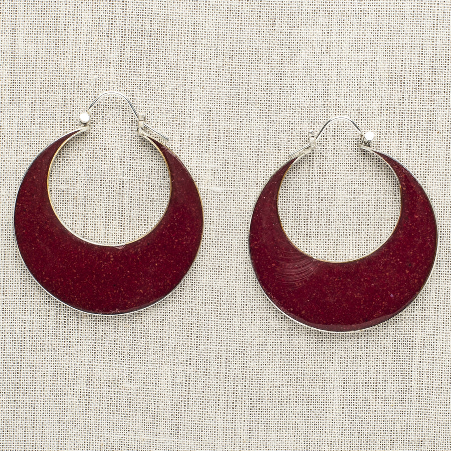Red Resin Half Moon Earrings