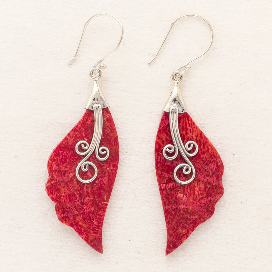 Coral Leaf Earrings