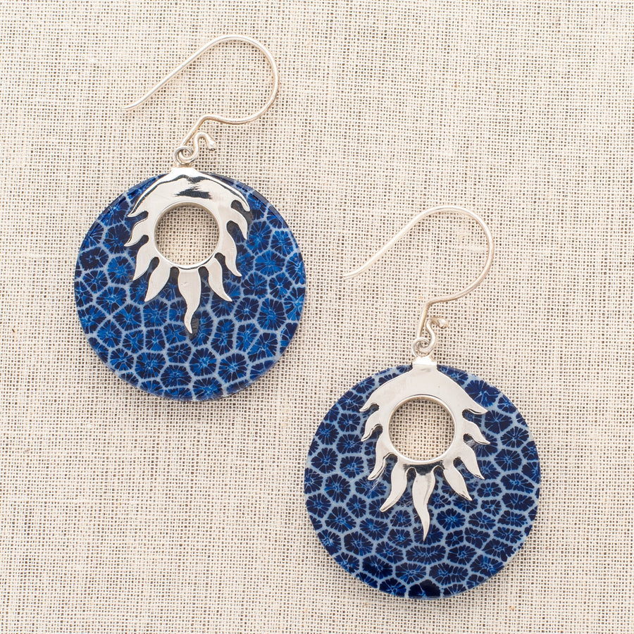 Blue Coral Resin Earrings