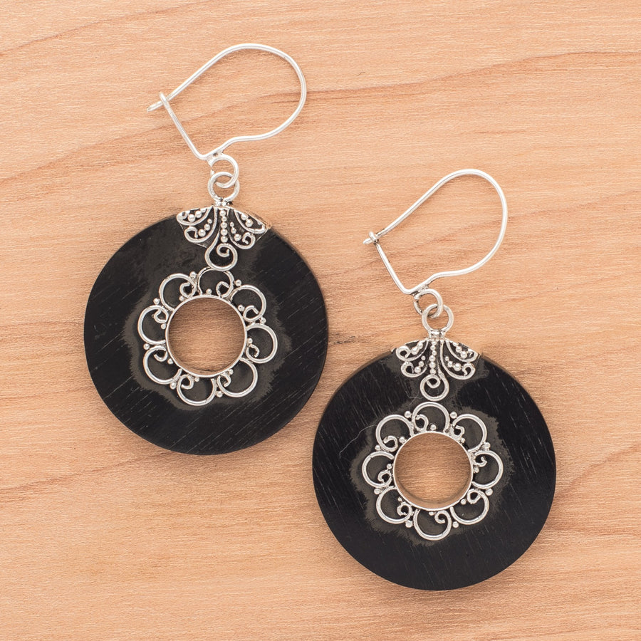 Polished Black Donut Earrings
