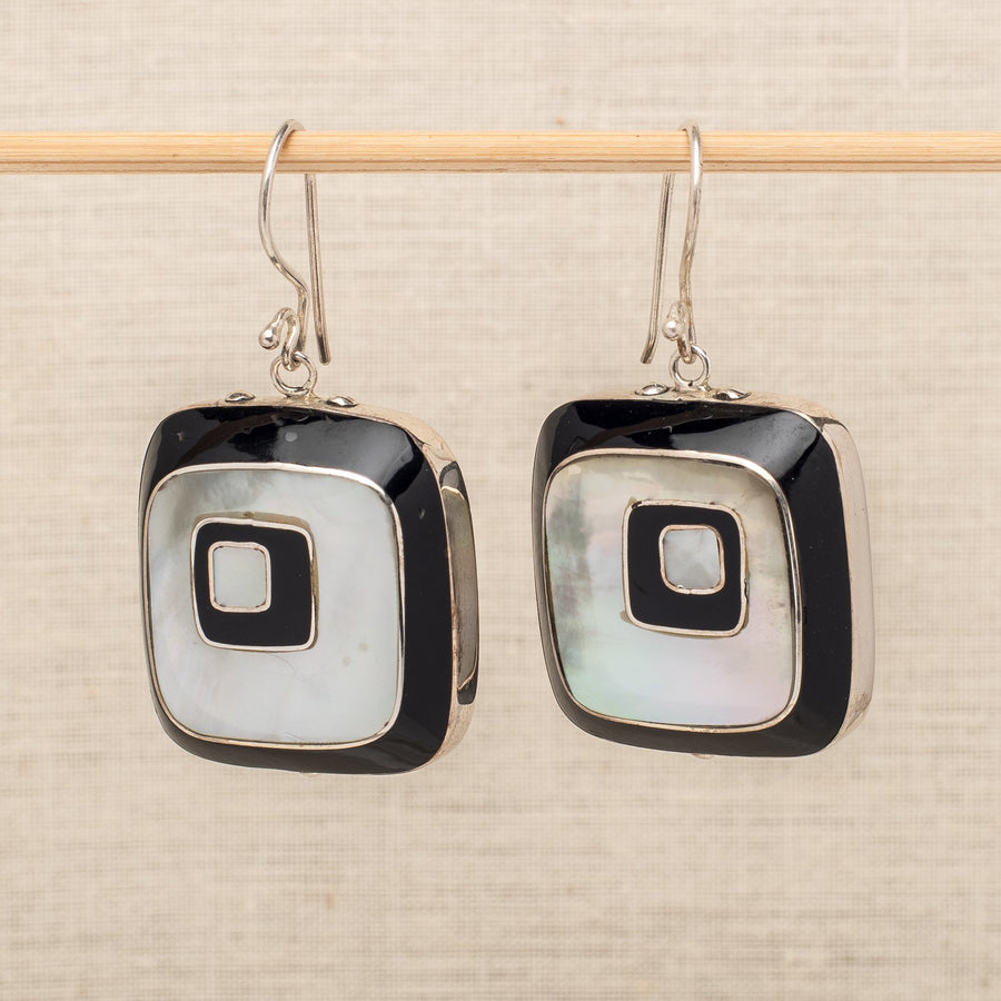 Graphic Mother of Pearl Earrings