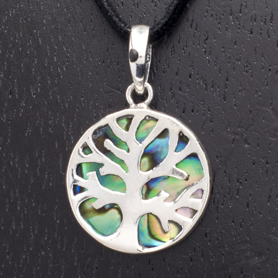 Sterling Tree Pendant on Abalone