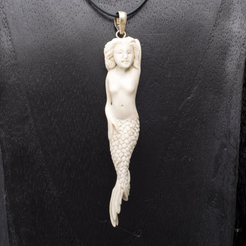 Carved Mermaid Pendant from Antler