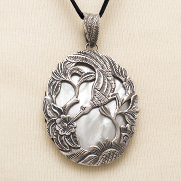Silver Bird Pendant Backed with Mother-of-Pearl