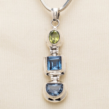 Peridot, Blue Topaz and Aquamarine Pendant