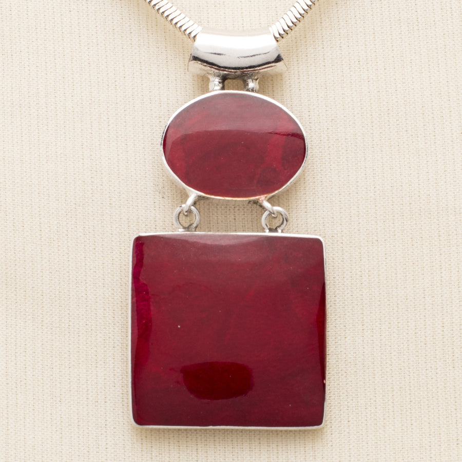 Dangling Red Oval and Square Resin Pendant