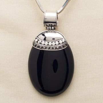 Obsidian Pendant with Sterling Bail