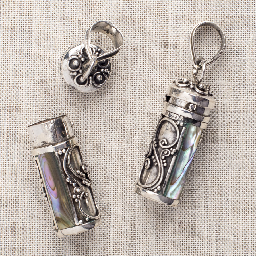Reliquary Tube Pendant with Abalone