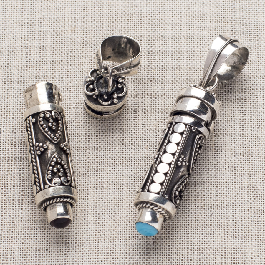 Reliquary Tube Pendant with Turquoise