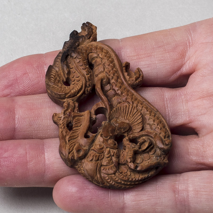 Dragon Carving Flat Relief from Wood