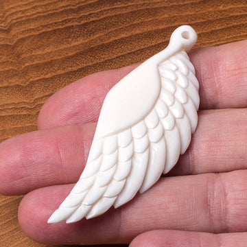 Carved Bone Angel Wings Pendant