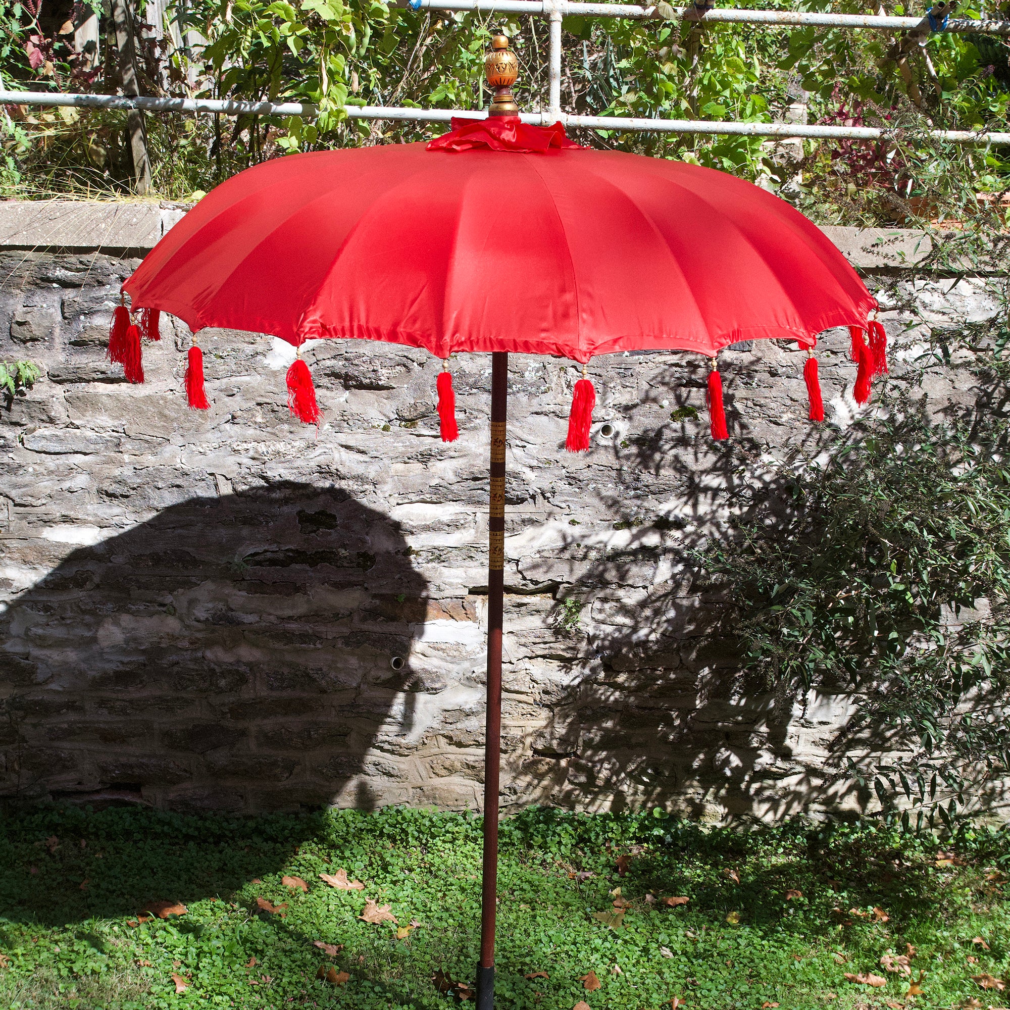 balinese patio umbrella 'The Lila' Lemon Yellow Bali Garden Parasol Sun ensuring every piece is unique with its own small Balinese Parasols | Handcrafted Garden