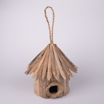 Round Birdhouse Crafted from Driftwood