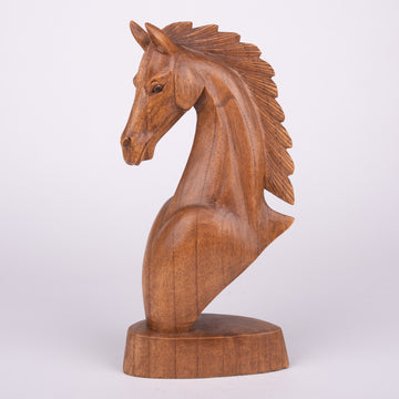 Wooden Stallion Horse Head Bust