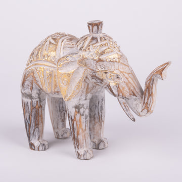 Abstract Elephant Carving with Golden Touches