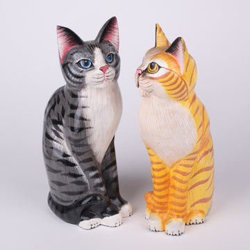 Striking Painted Pussy Cat Sculpture