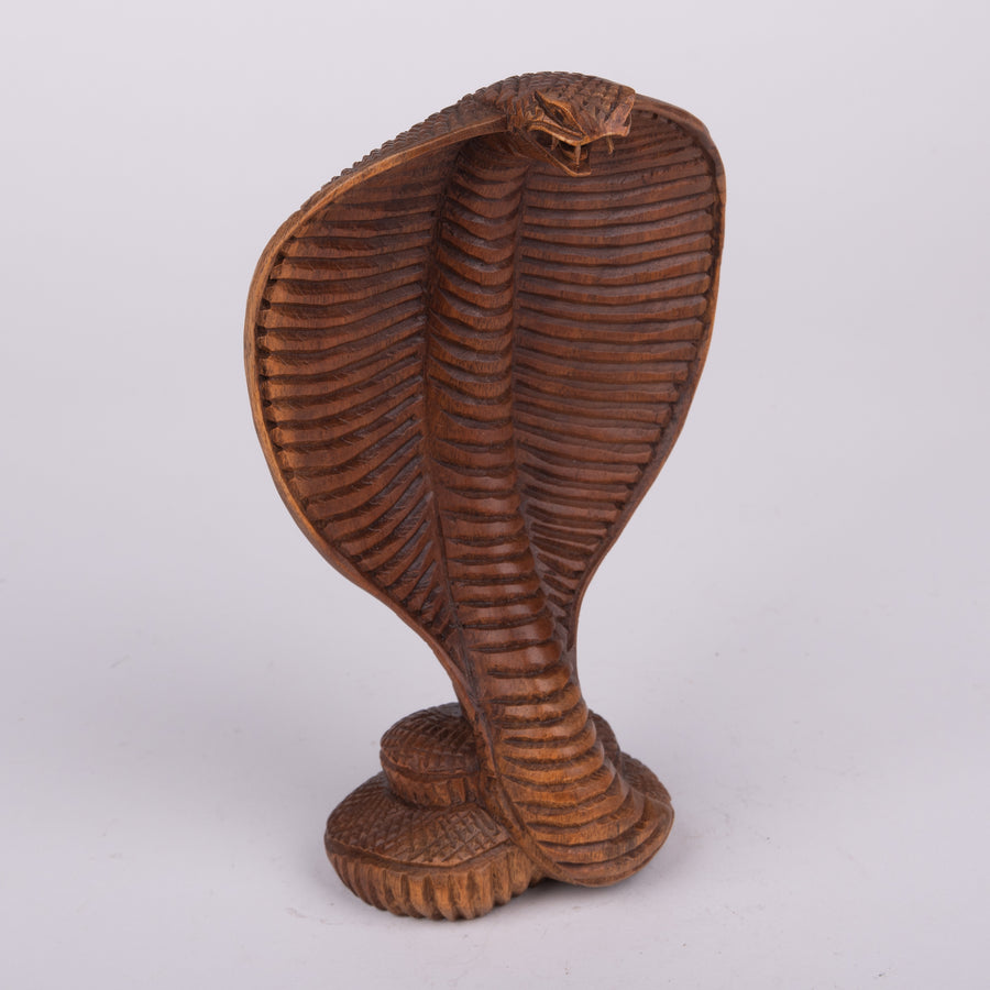 Wooden Cobra Carving with Fangs!