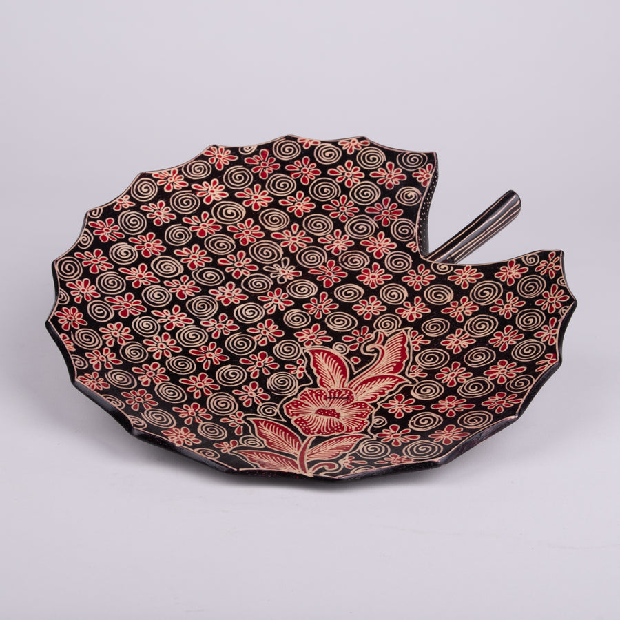 Lotus Leaf Shaped Batik Wooden Plate
