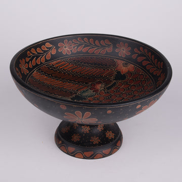 Wooden Batik Pedestal Bowl
