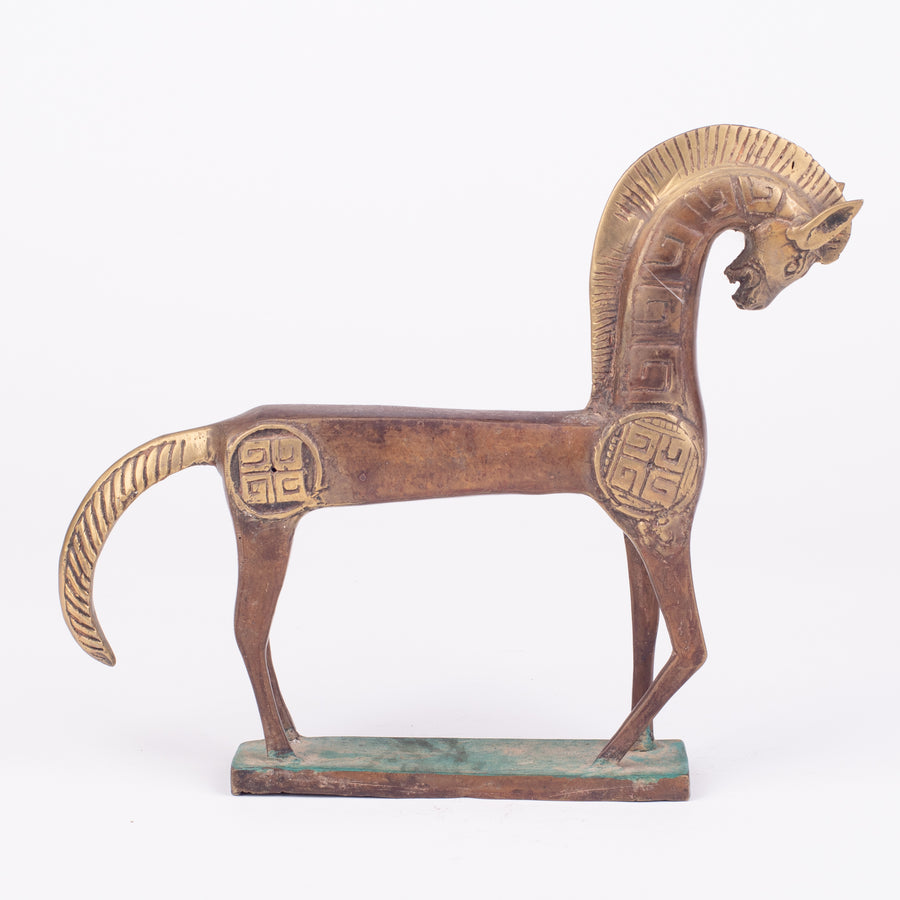 Primitive Bronze Horse Sculpture