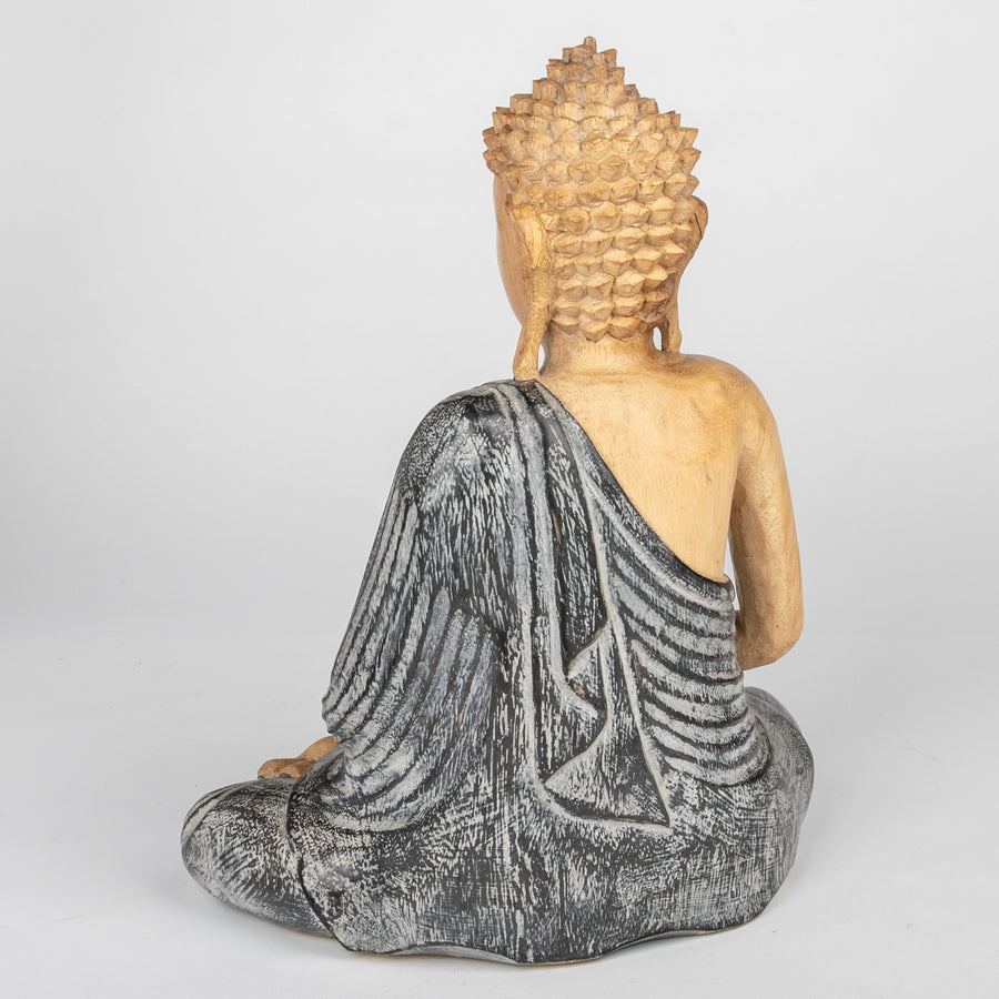 Meditative  Carved Buddha in Dusty Black