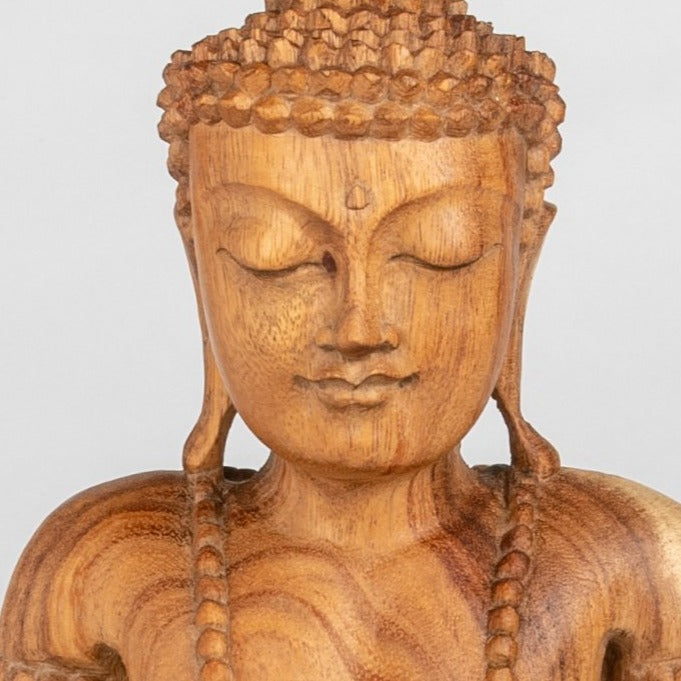 Carved Buddha with Mala Beads