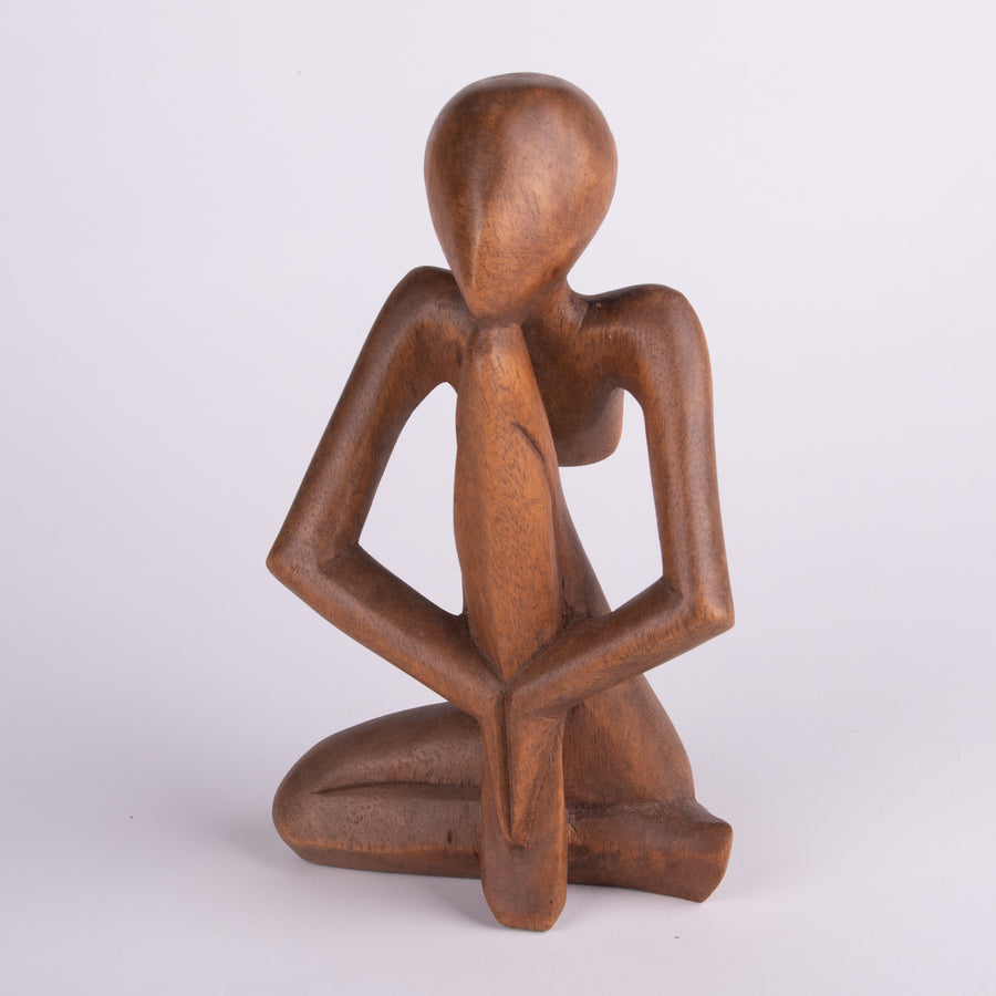 Wooden Abstract Statue in Prayer