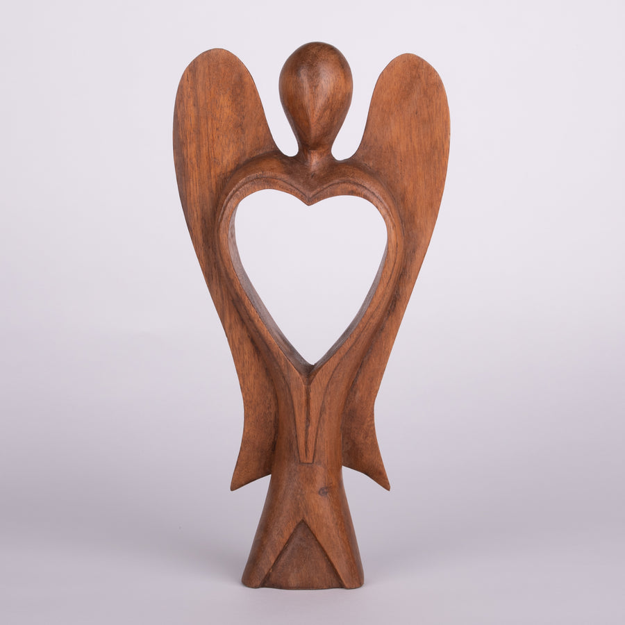 Carved Wooden Angel with a Huge Heart