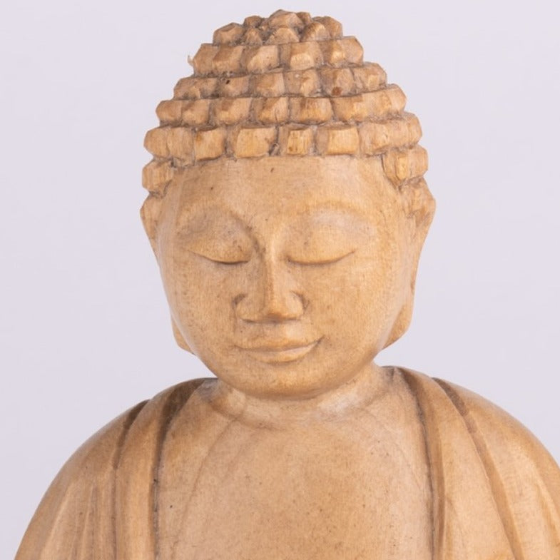 Lightwood Buddha with Prayer Beads