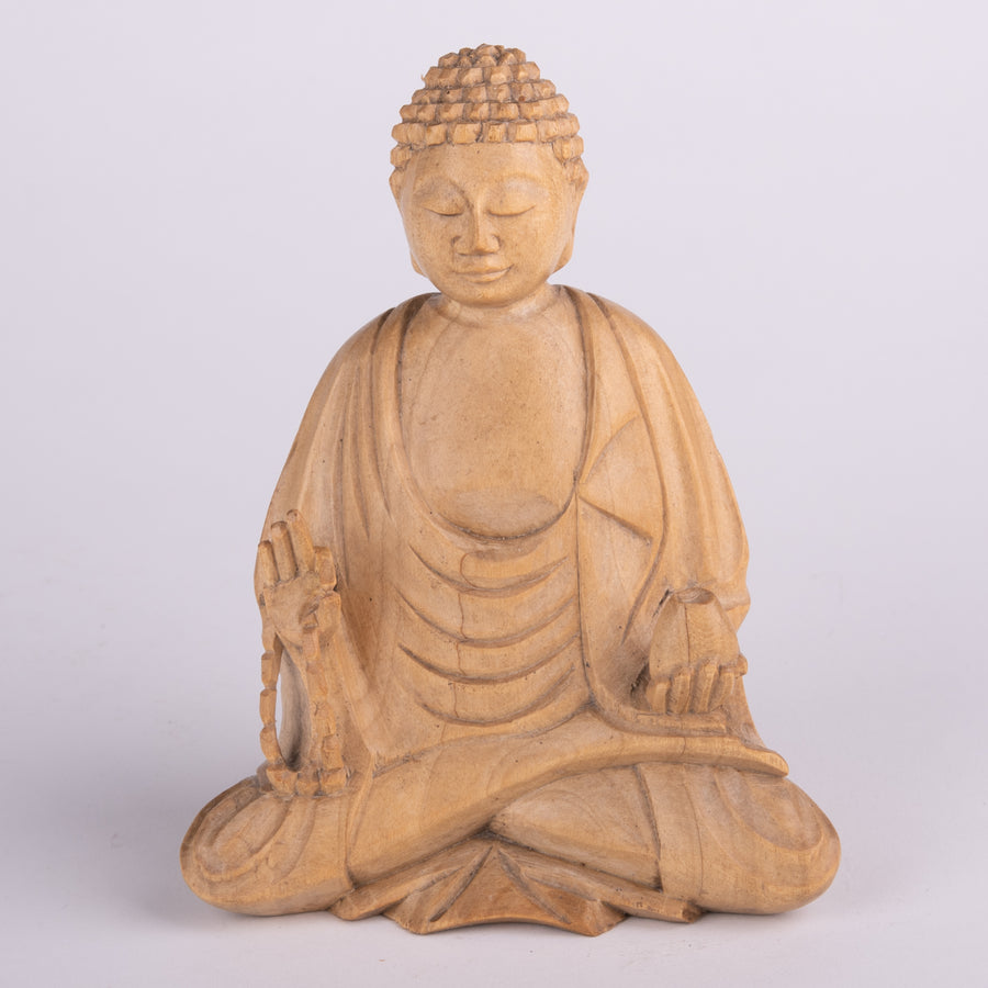 Lightwood Buddha with Prayer Beads