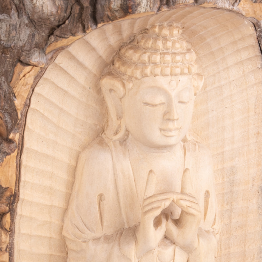 Serene Buddha Carved from Crocodile Wood